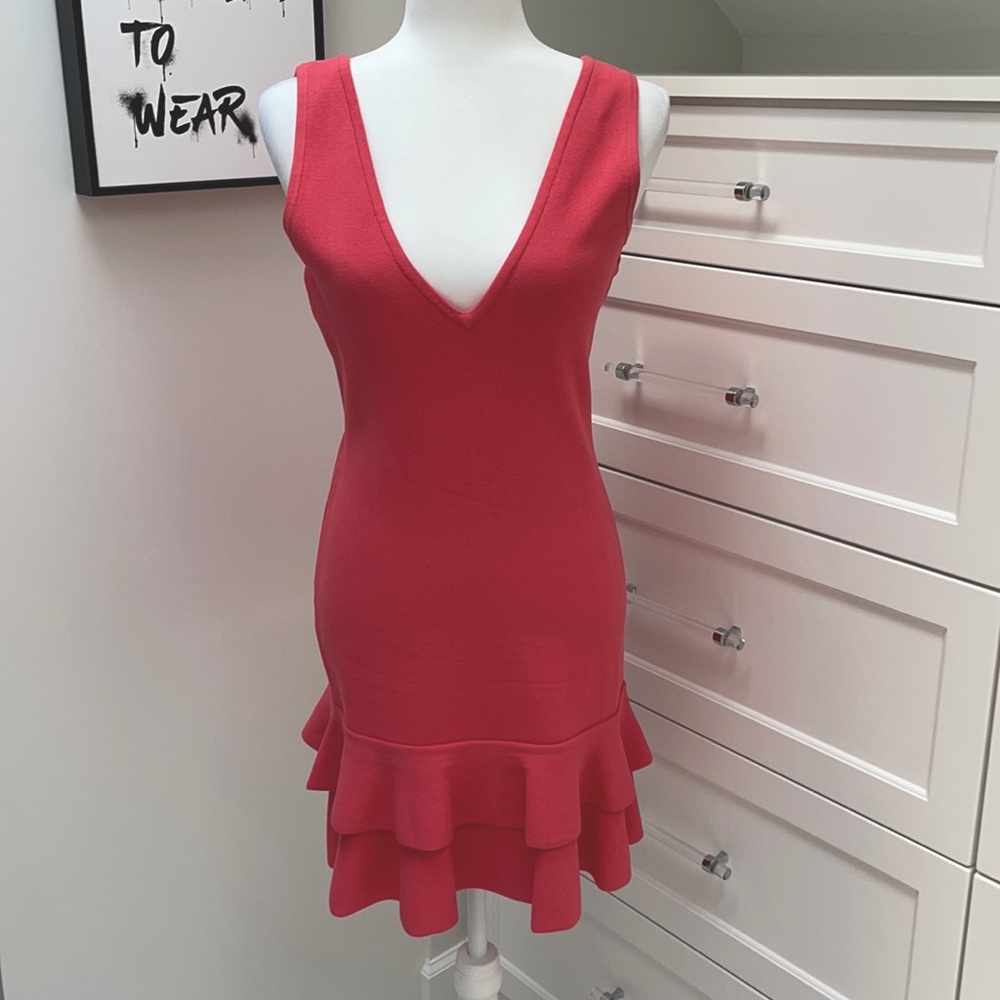 Keepsake knit mini dress, coral / melon, size M